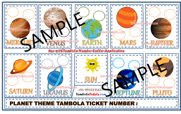 Purchase Planet Theme Tambola, Bingo, Housie Ticket