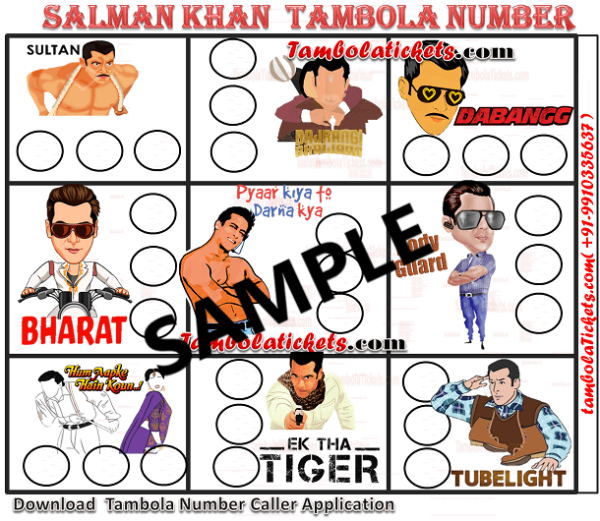 Purchase Salman Khan Theme Tambola, Bingo, Housie Ticket