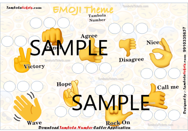 Purchase Emoji Theme Tambola, Bingo, Housie Ticket