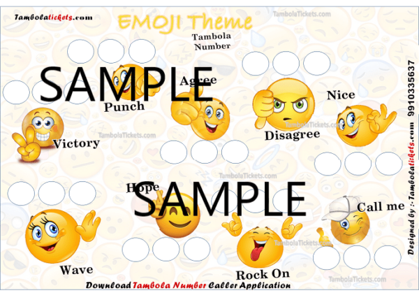 Purchase Emoji Theme Tambola, Bingo, Housie Ticket
