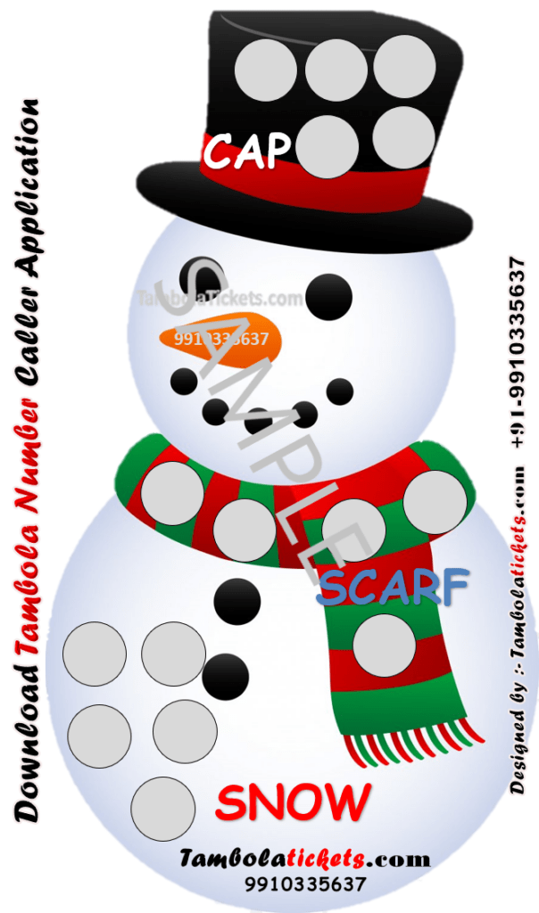 snow man theme tambola housie bingo ticket tambolaticketscom