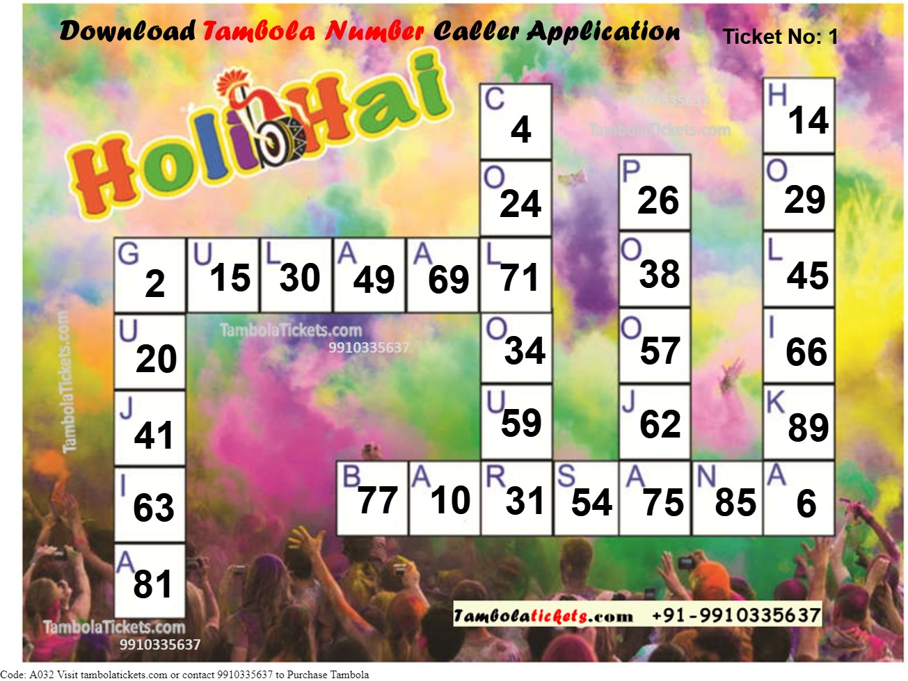 Holi Theme Tambola | Housie | Bingo Ticket - TambolaTickets.com