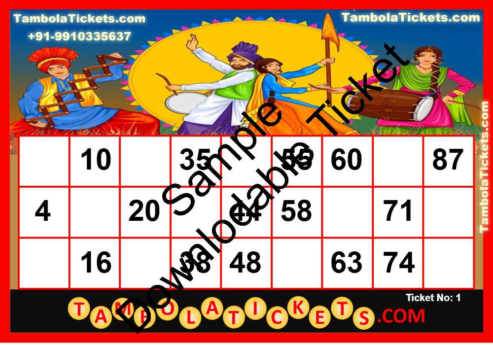 Punjabi Cultural Events Classic Single Grid theme tambola| Housie | Bingo Ticket | Premium Quality tambola tickets - Image 2