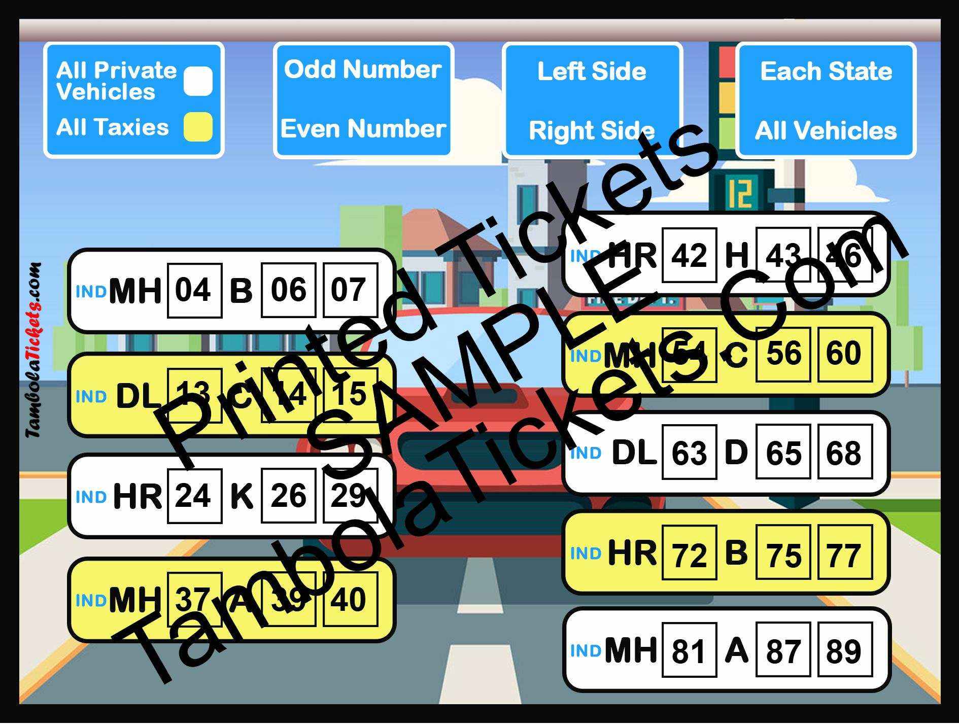 License Plate State Vehicles theme tambola| Housie | Bingo Ticket | Premium Quality tambola tickets