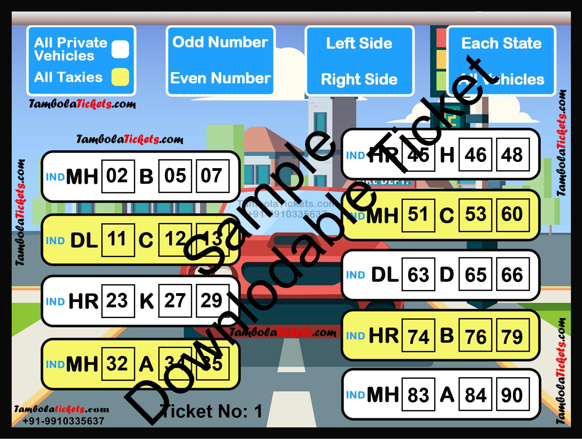 License Plate State Vehicles theme tambola| Housie | Bingo Ticket | Premium Quality tambola tickets - Image 2
