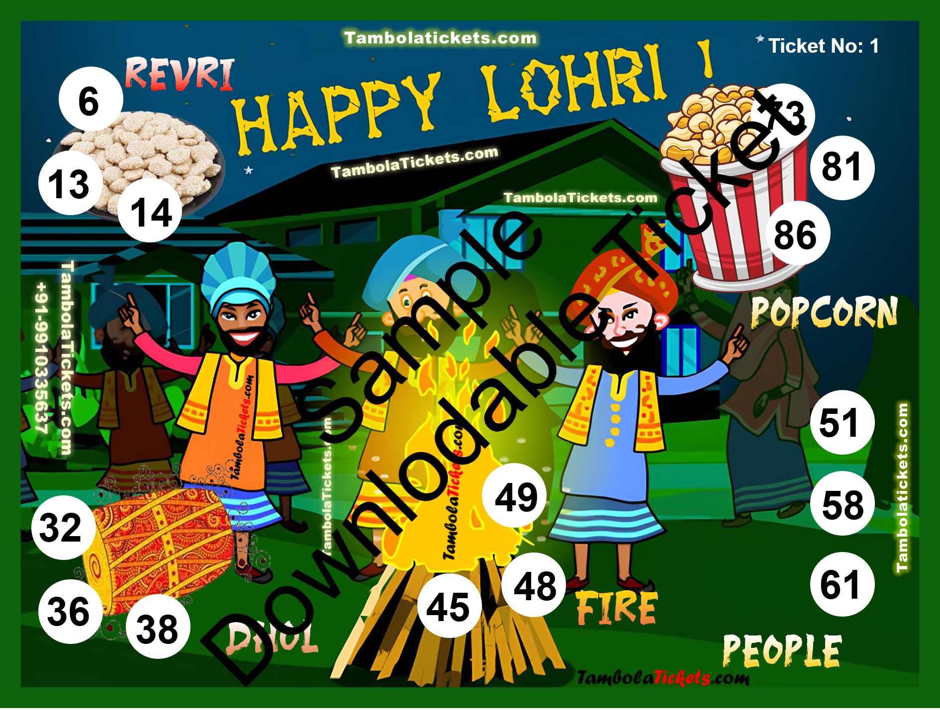 Punjabi Lohri Special theme tambola| Housie | Bingo Ticket | Premium Quality tambola tickets - Image 2