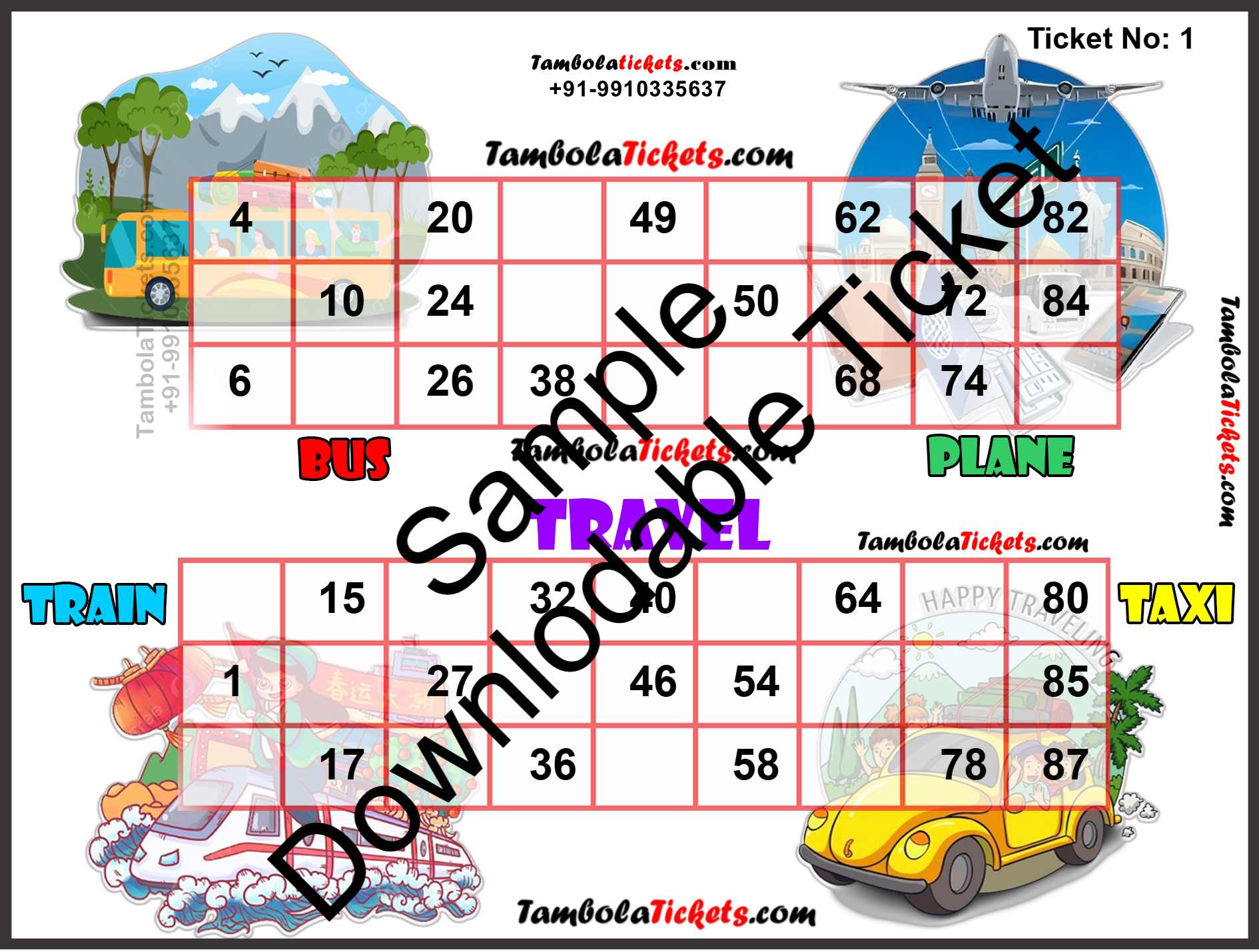 Modes of Transportation Double Classic Special theme tambola| Housie | Bingo Ticket | Premium Quality tambola tickets - Image 2
