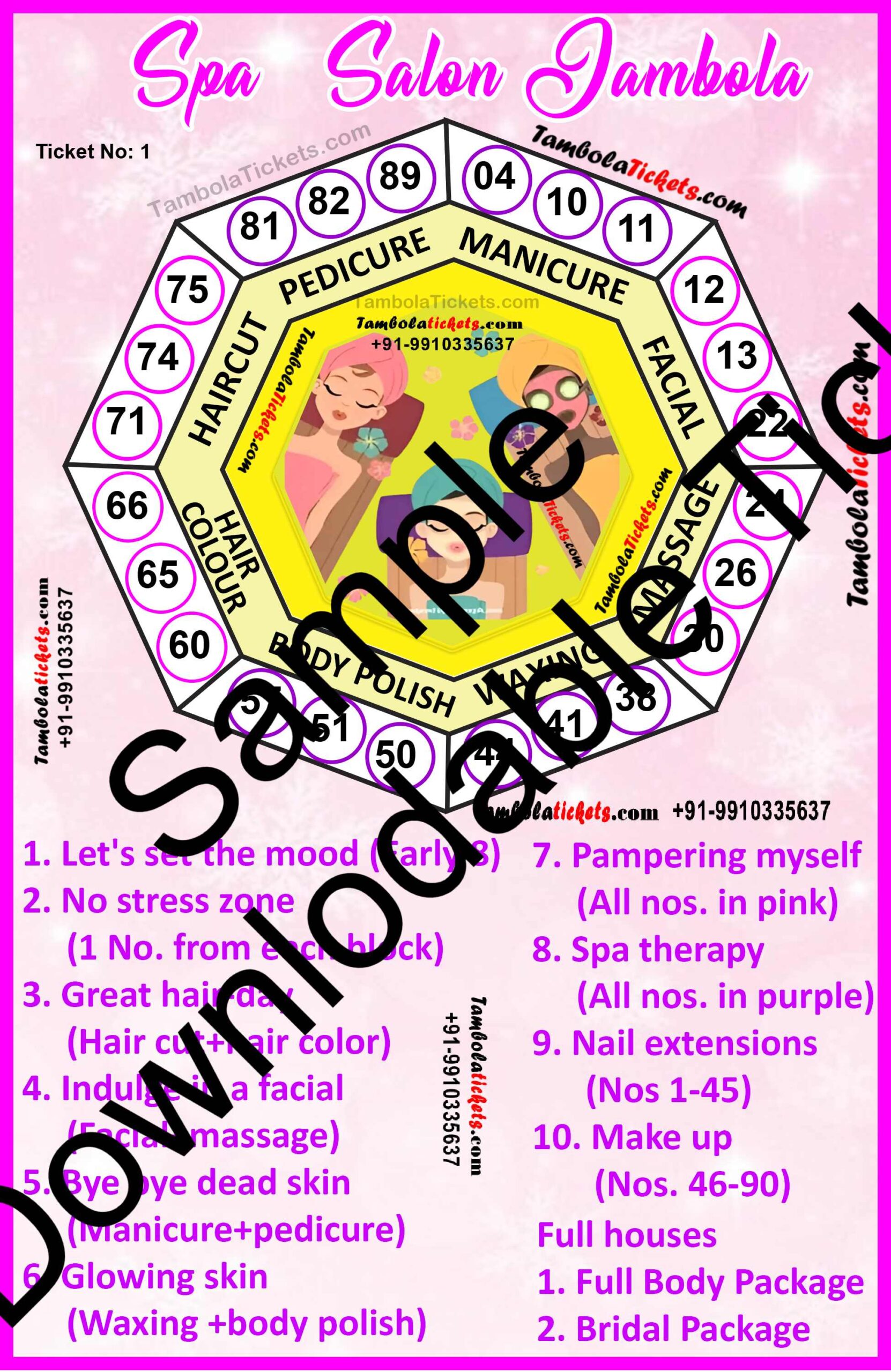 Spa Salon theme tambola| Housie | Bingo Ticket | Premium Quality tambola tickets - Image 2