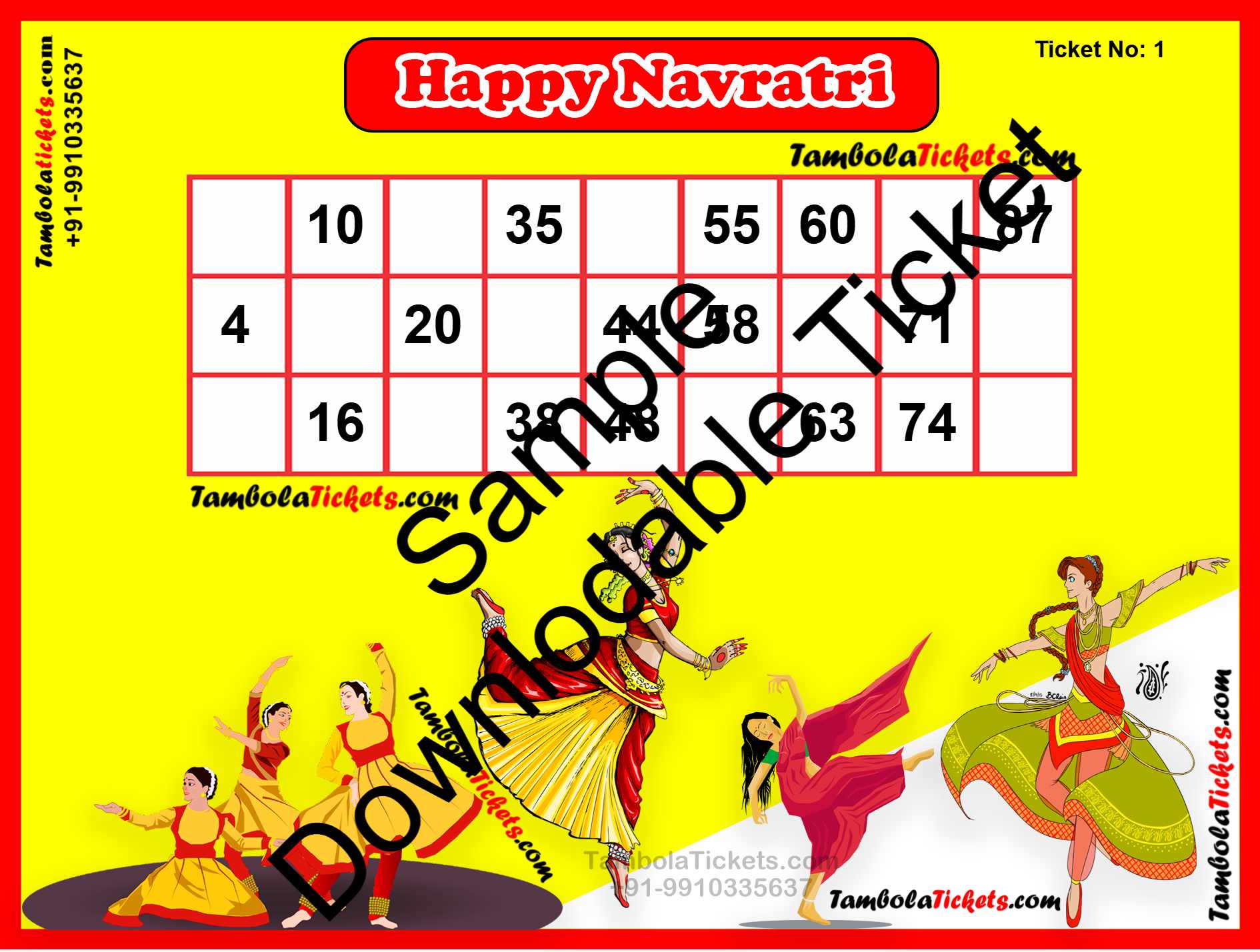 Happy Navratri Single Classic Grid Special theme tambola| Housie | Bingo Ticket | Premium Quality tambola tickets - Image 2