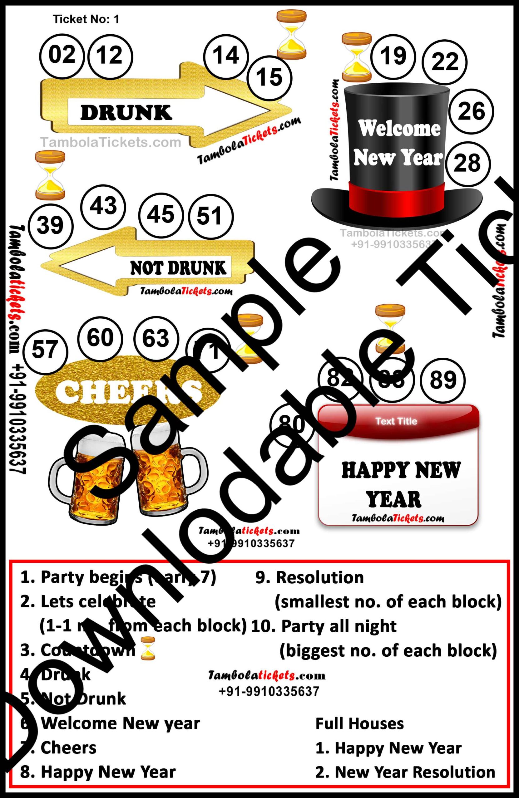 Happy New Year with Dividends theme tambola| Housie | Bingo Ticket | Premium Quality tambola tickets - Image 2