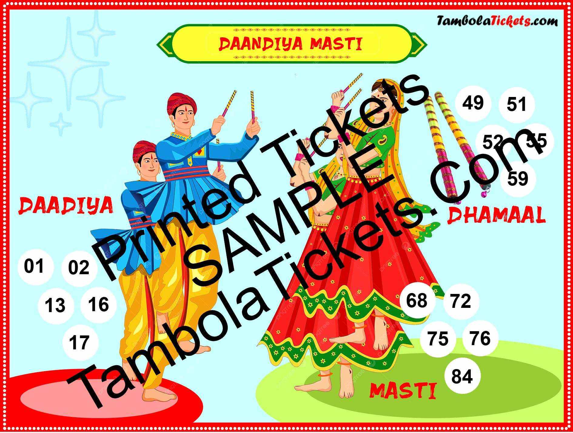Dhamal Masti Dandiya theme tambola| Housie | Bingo Ticket | Premium Quality tambola tickets