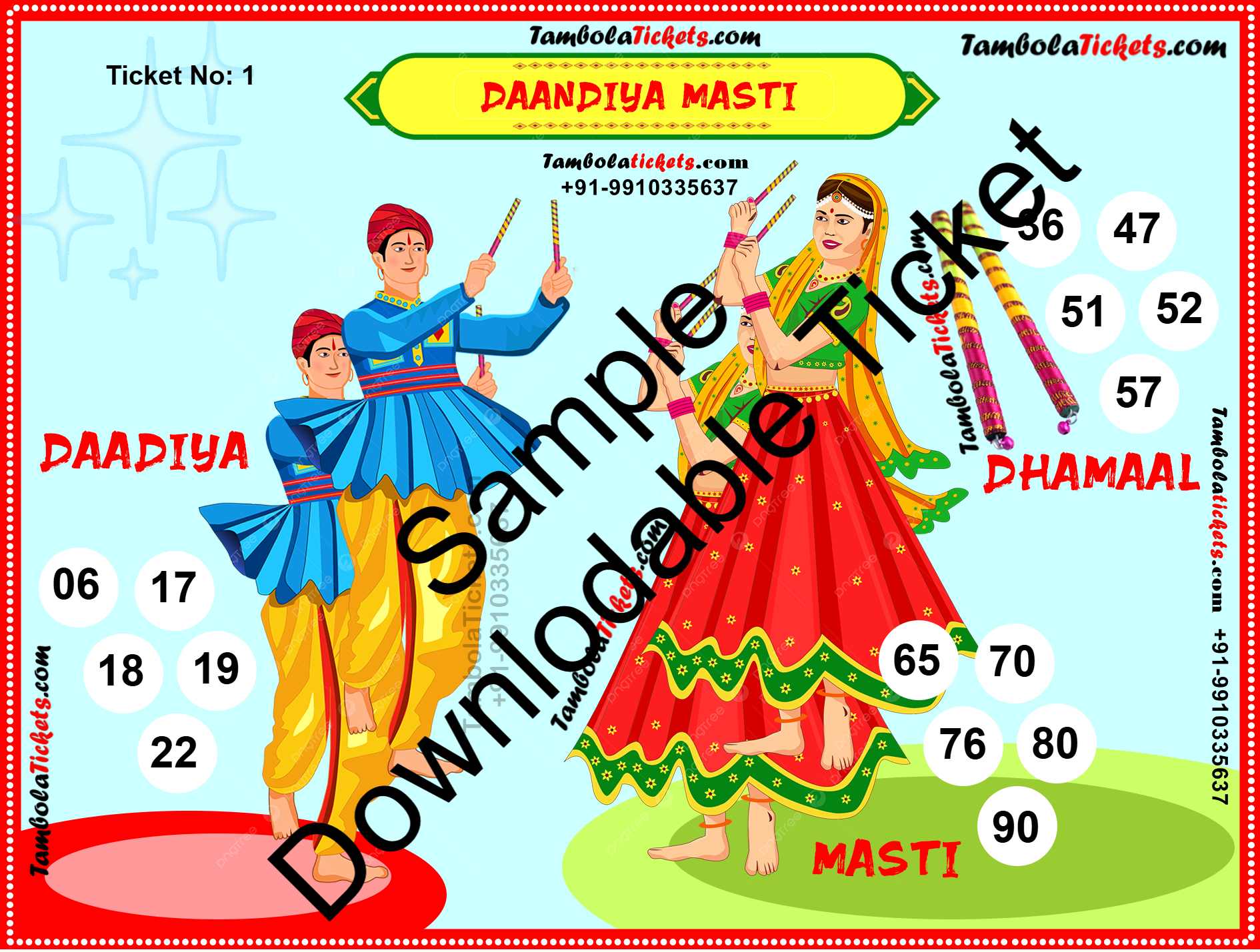 Dhamal Masti Dandiya theme tambola| Housie | Bingo Ticket | Premium Quality tambola tickets - Image 2