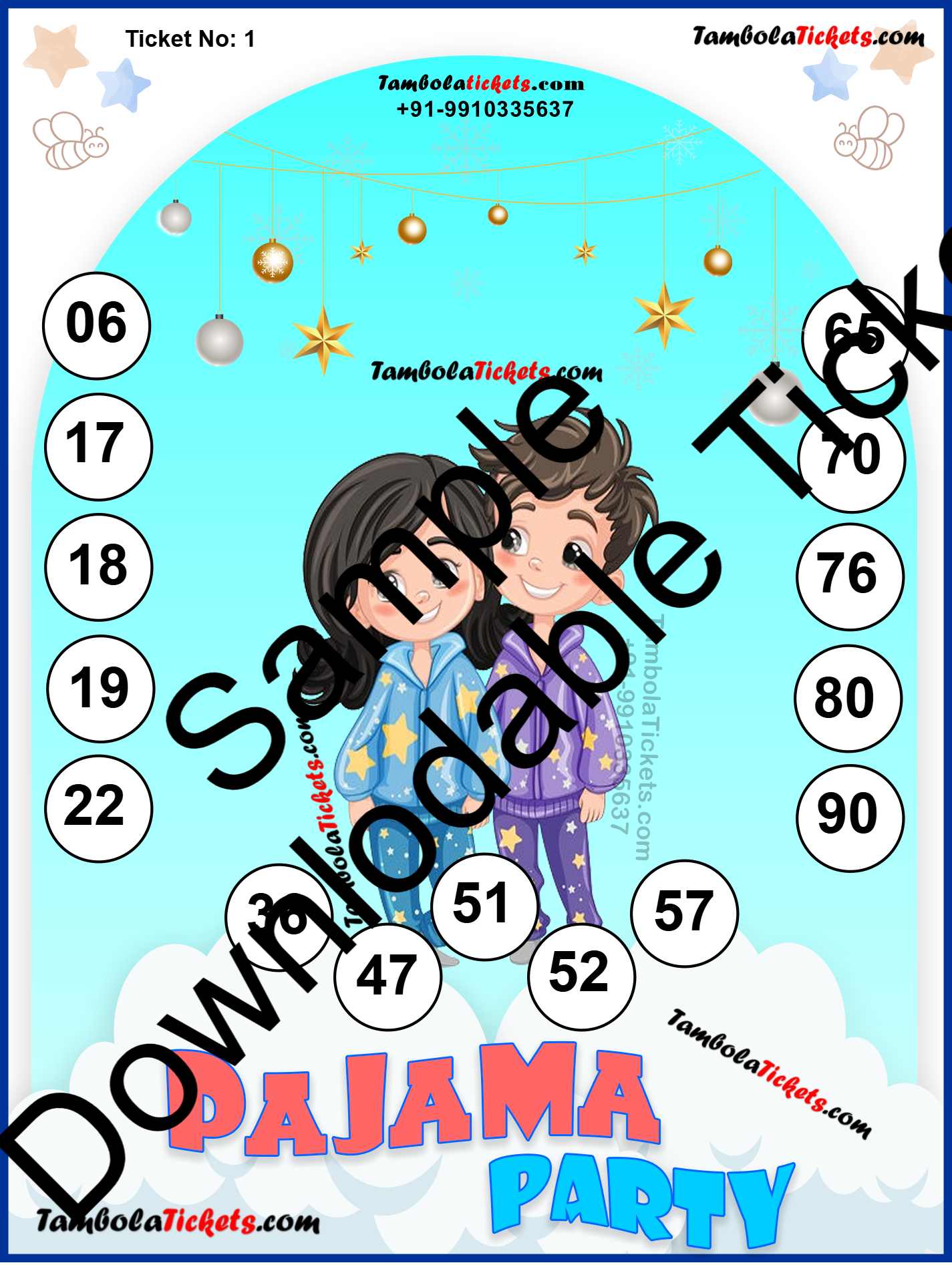 Pajama Party theme tambola| Housie | Bingo Ticket | Premium Quality tambola tickets - Image 2