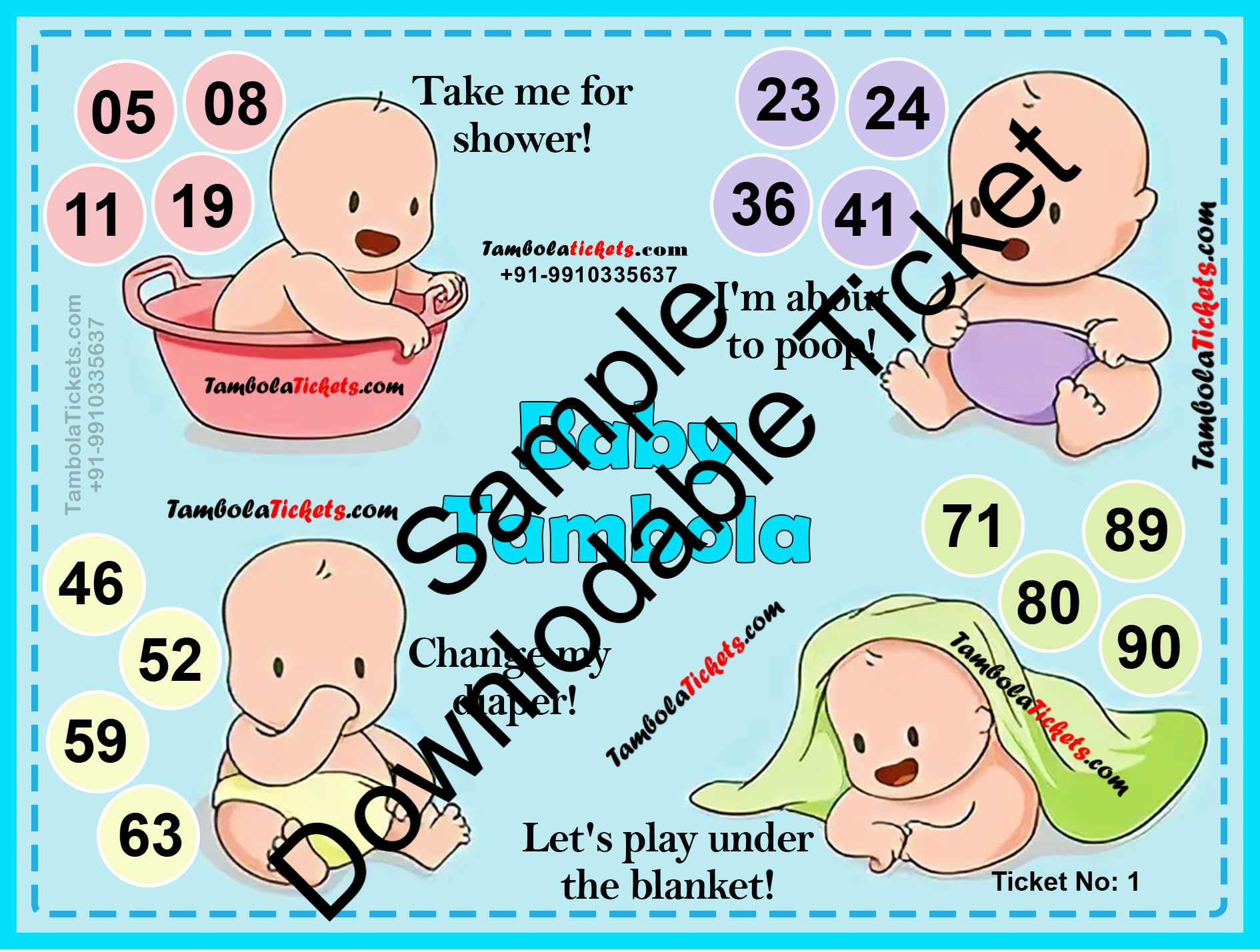 Welcome Baby about to poop theme tambola| Housie | Bingo Ticket | Premium Quality tambola tickets - Image 2