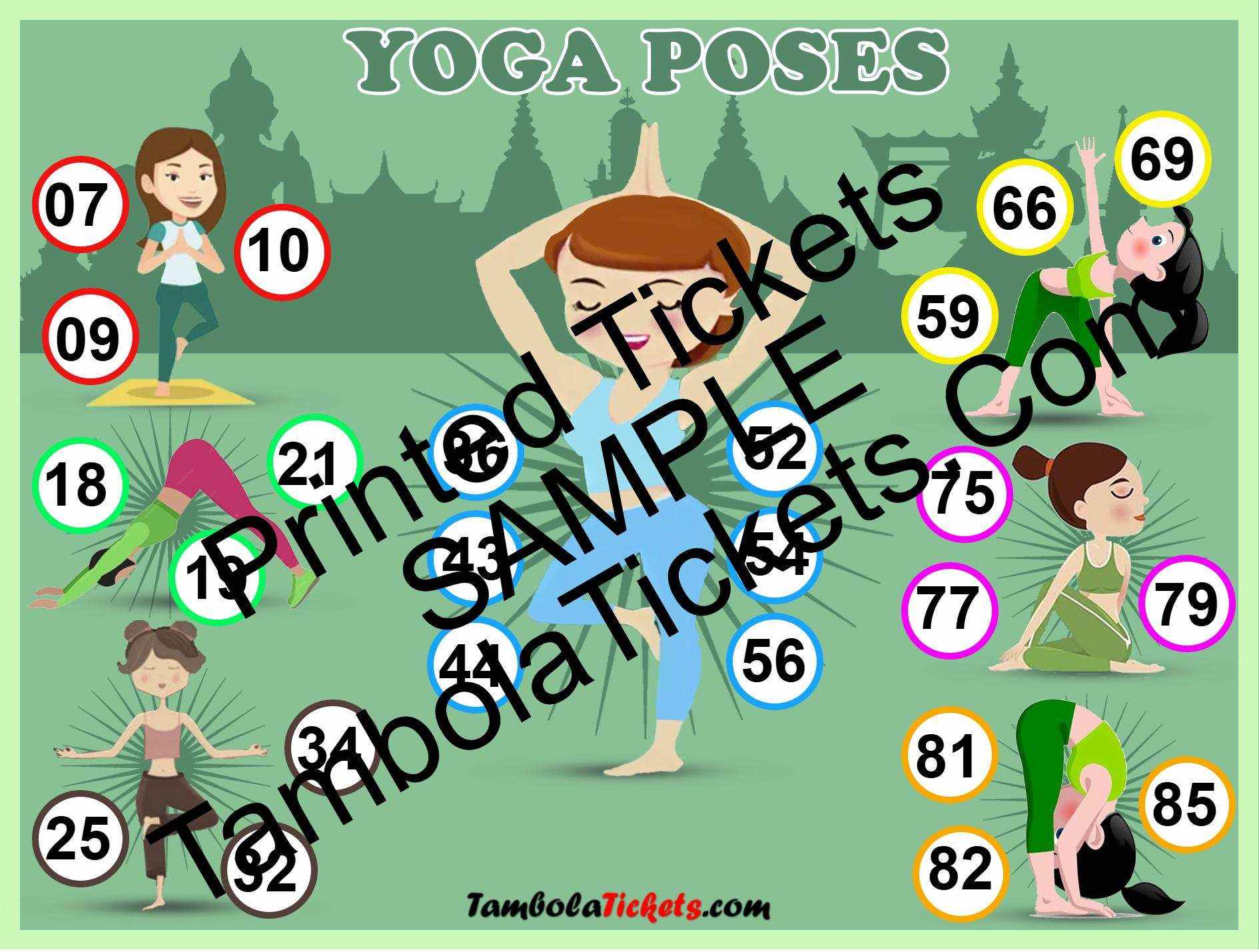 Different Yoga Poses Woman Special theme tambola| Housie | Bingo Ticket | Premium Quality tambola tickets
