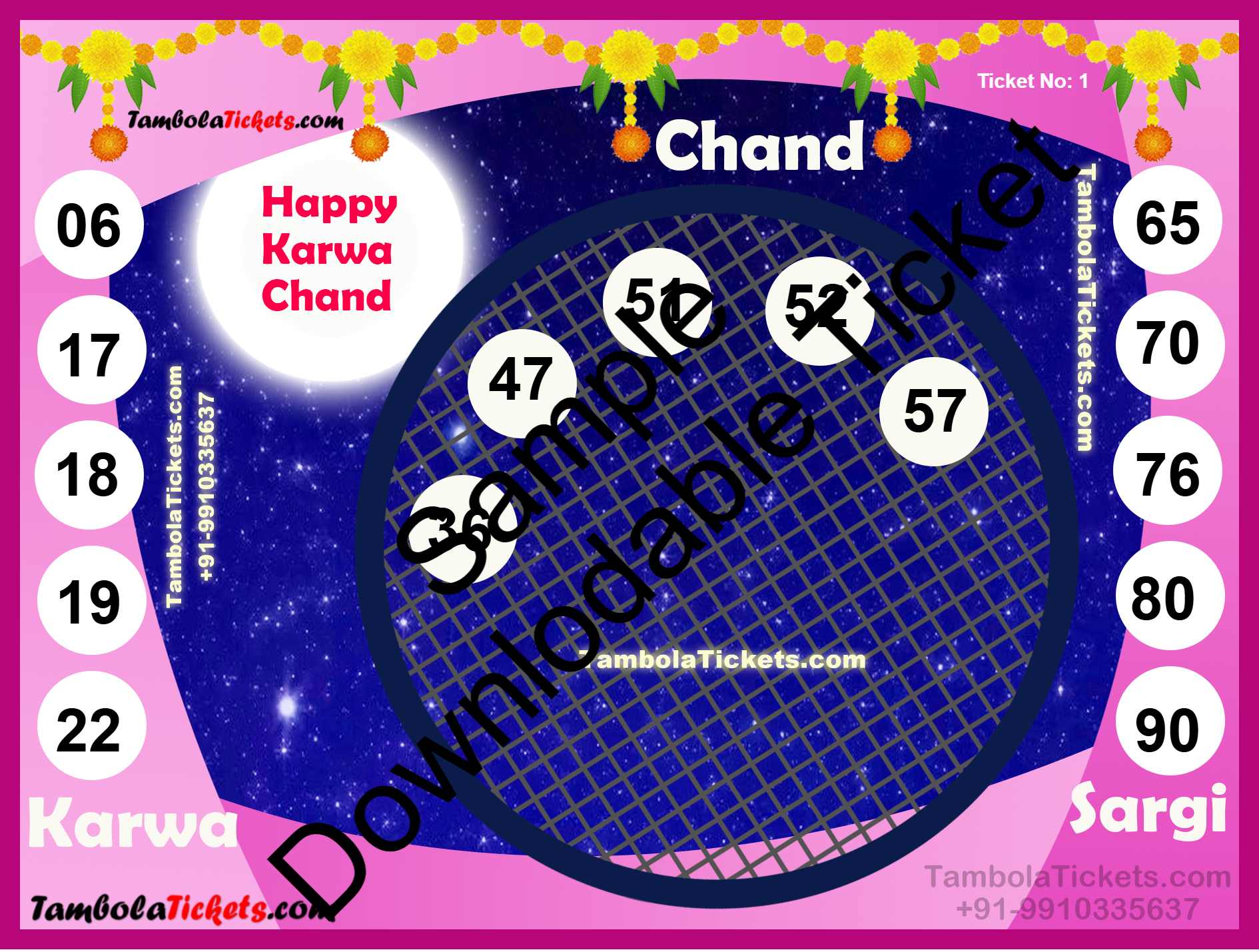 Sargi happy Karwa chauth ladies Special theme tambola| Housie | Bingo Ticket | Premium Quality tambola tickets - Image 2