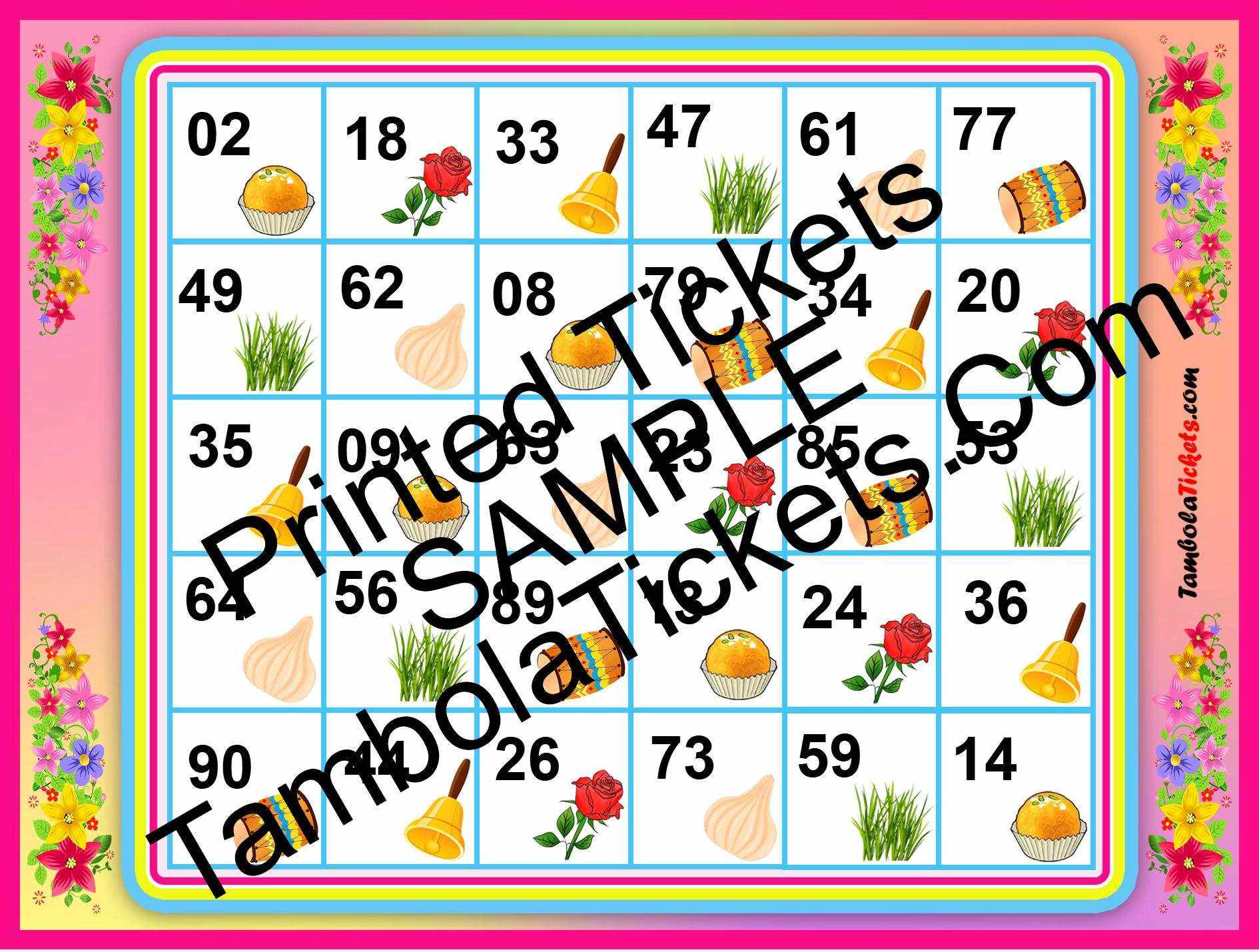 Sweets & Beats Ganesh Chaturthi Elements theme tambola| Housie | Bingo Ticket | Premium Quality tambola tickets