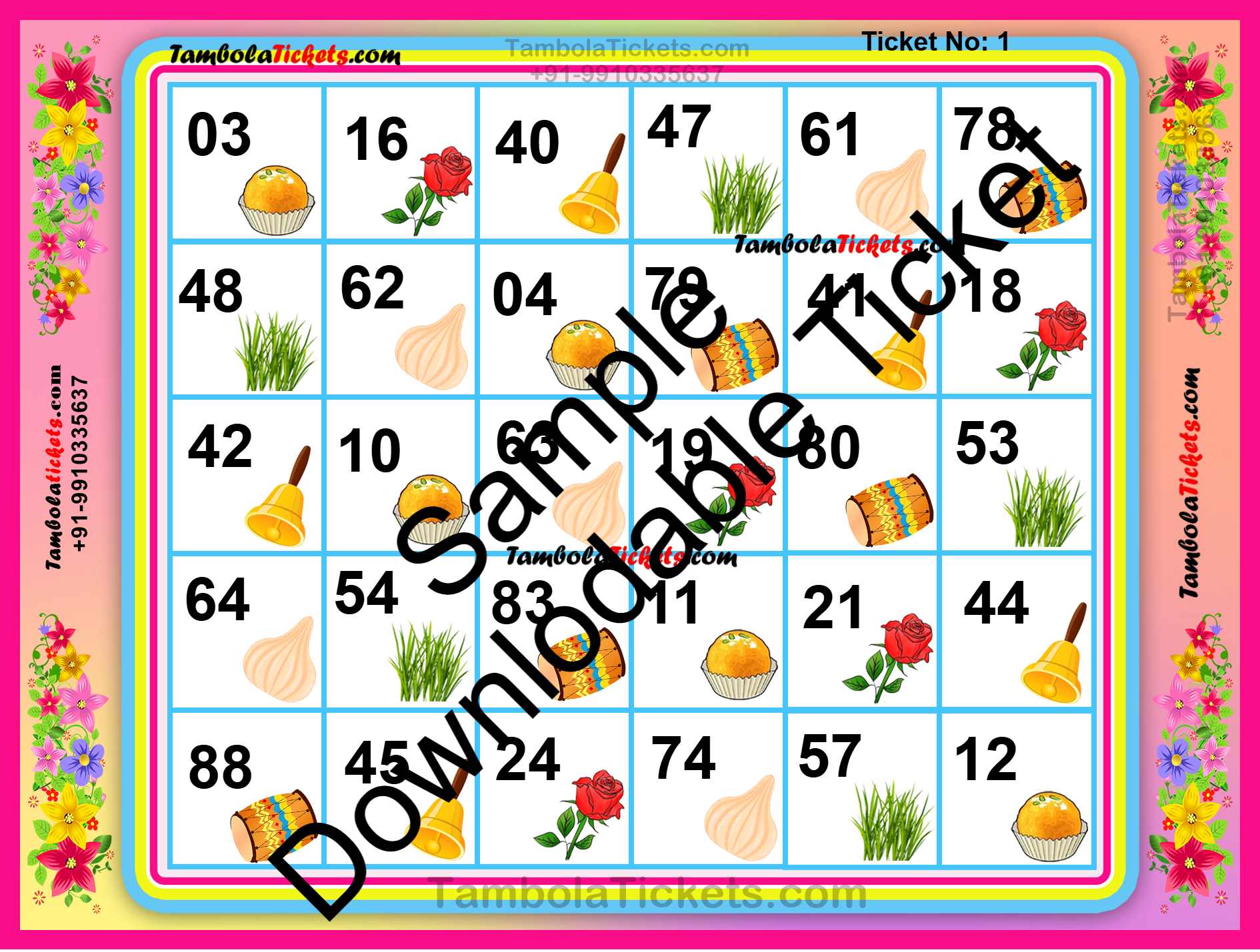 Sweets & Beats Ganesh Chaturthi Elements theme tambola| Housie | Bingo Ticket | Premium Quality tambola tickets - Image 2